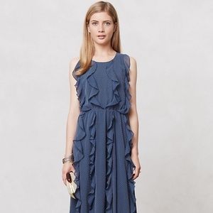 Ruffle Stream Maxi Dress Anthropologie 0
